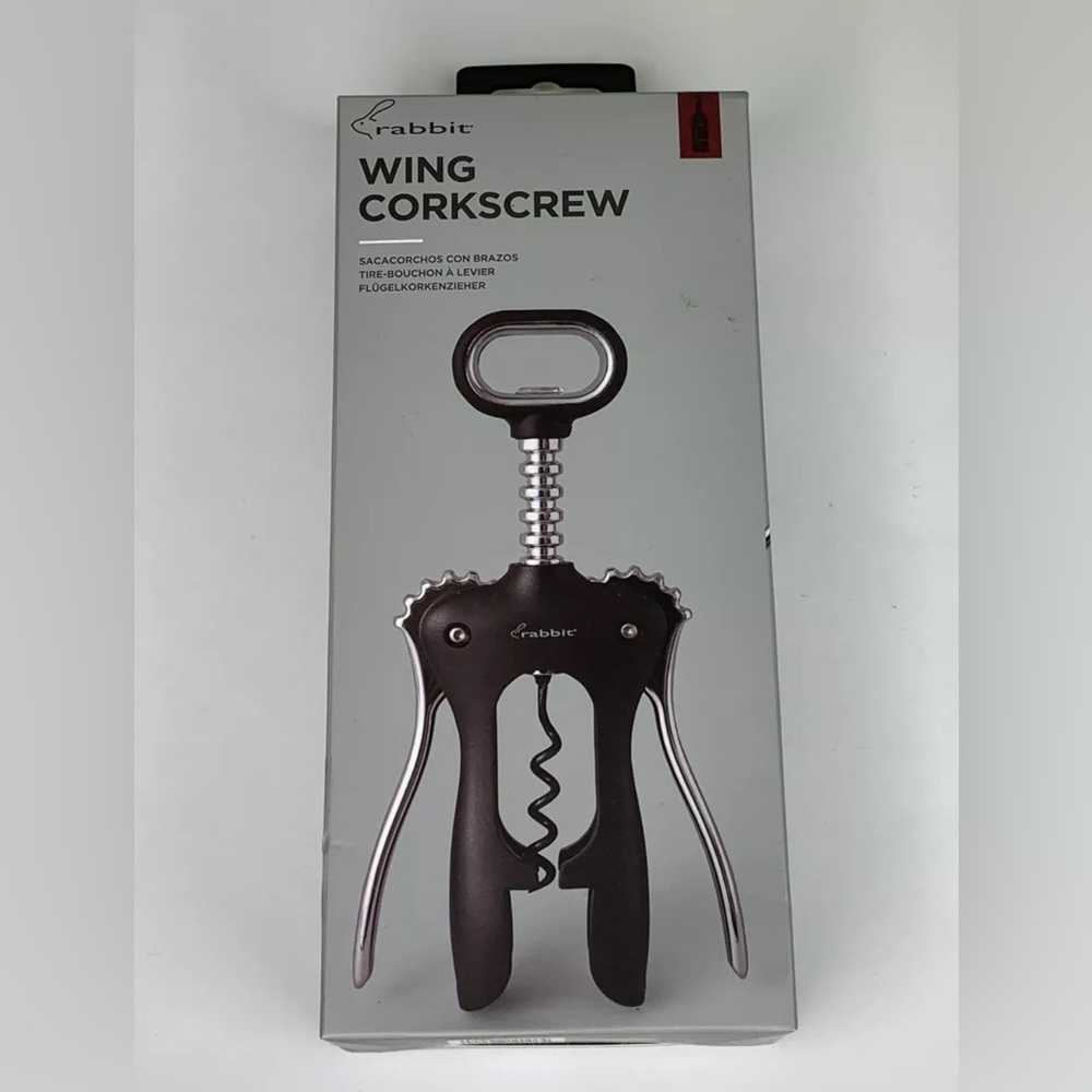 Rabbit Wine Bottle Cork Remover Black Wing Corkscrew Brand New in Box W4041N